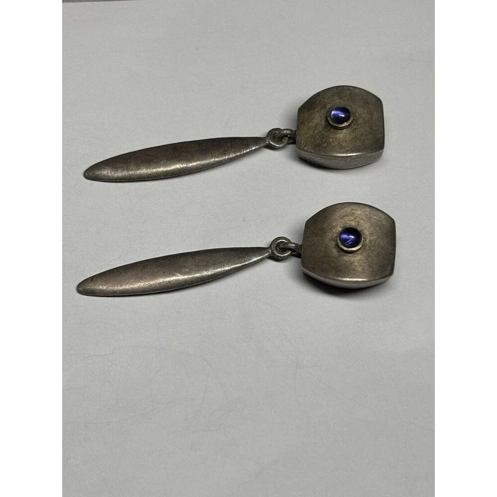 Designer Meryl Waitz Sterling Silver 925 Dangle Earrings Modernist Fine Jewelry